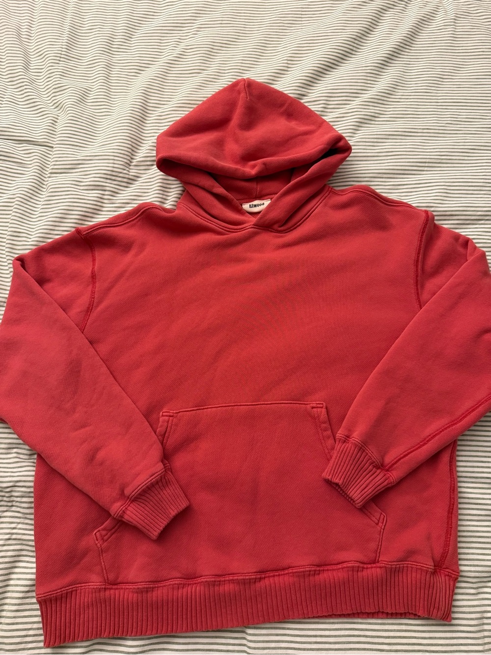 Elwood Core Oversize Organic Cotton Brushed Terry Hoodie Vintage Cherry